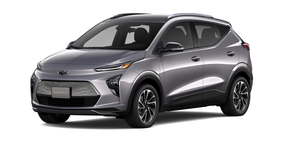 Chevrolet Bolt EUV, SUV eléctrica en color azul gris mastin