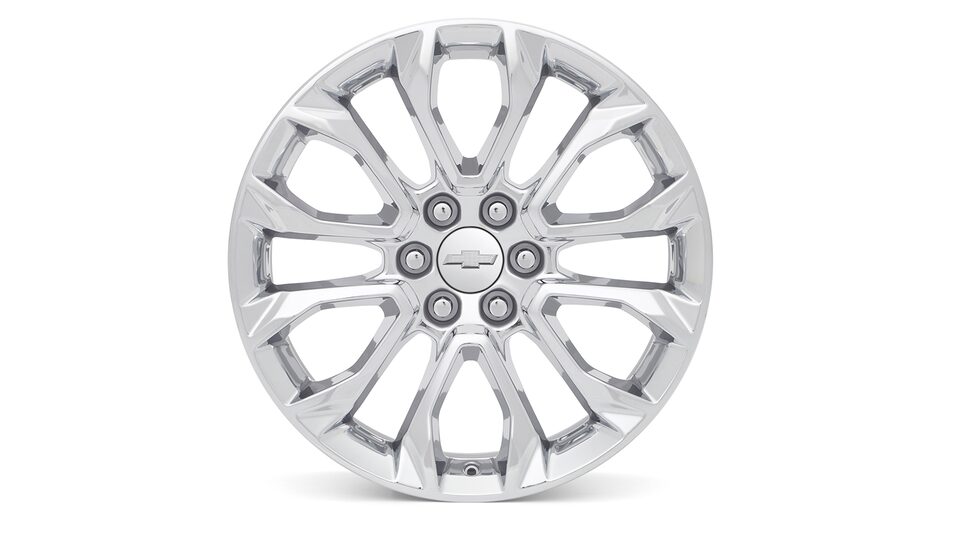 Rin en aluminio de 22 pulgadas cromado de 6 brazos diseño 1 para tu camioneta Chevrolet Silverado Turbo 2025
